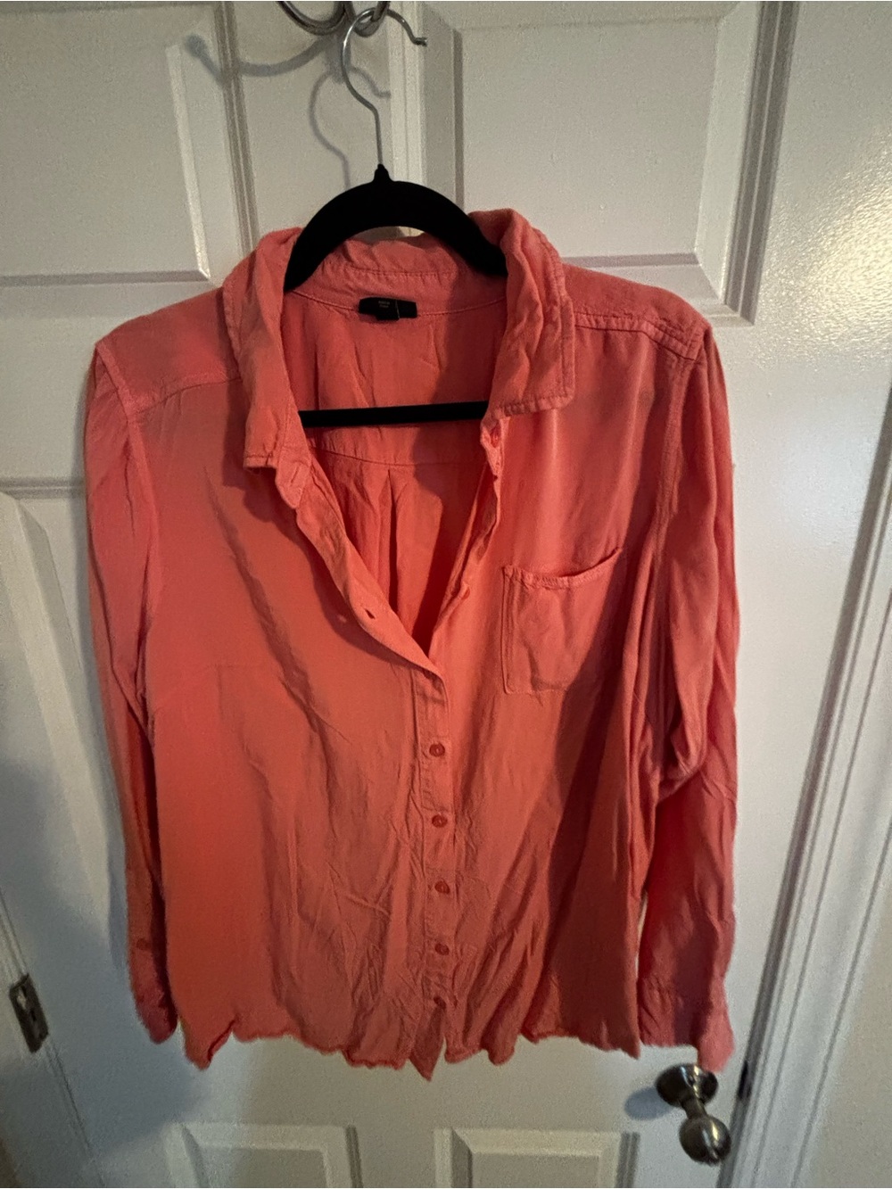torrid Coral Button-Down Long-Sleeve Shirt